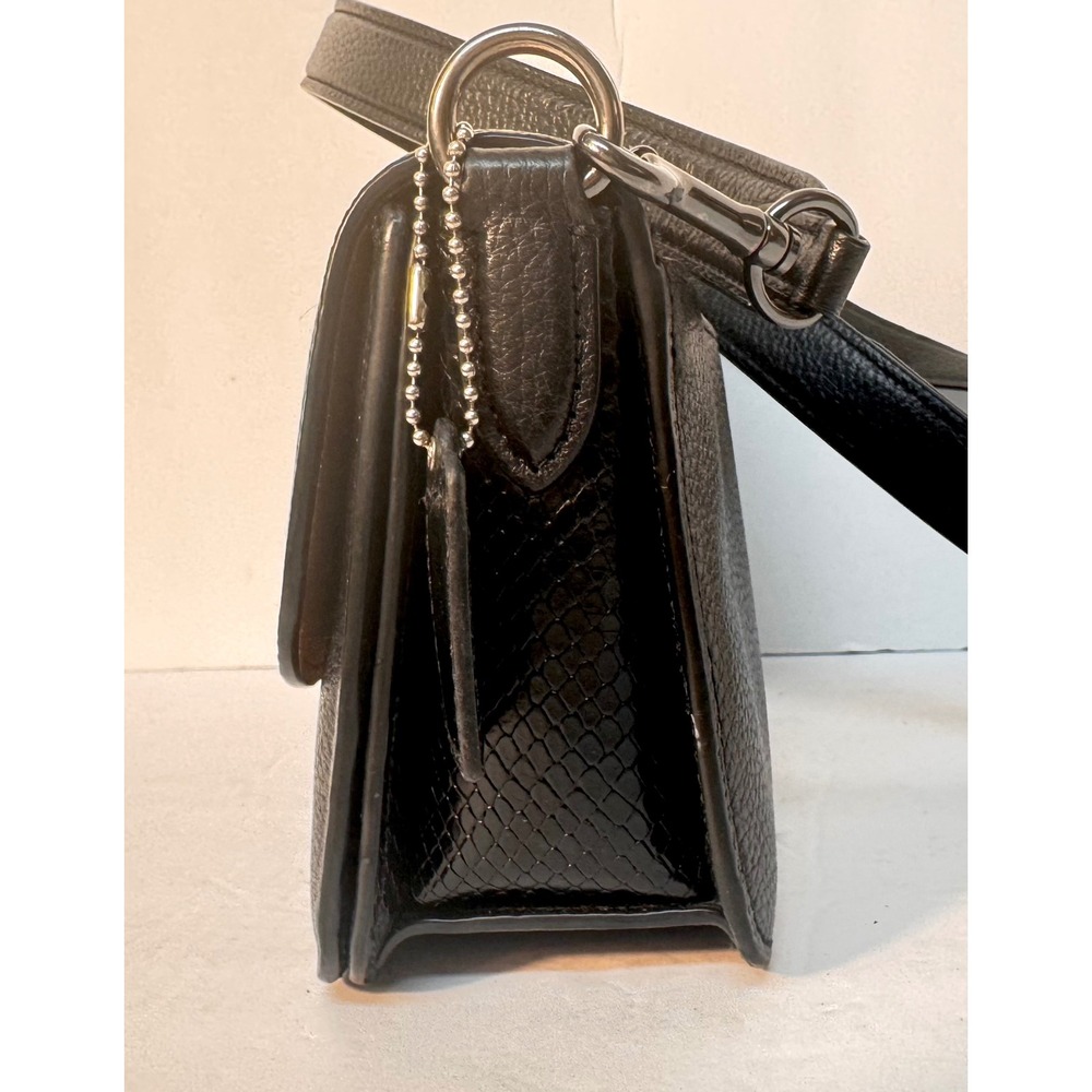 Coach Morgan black pebble leather & snake skin sides UEC CE562 - Picture 4 of 14
